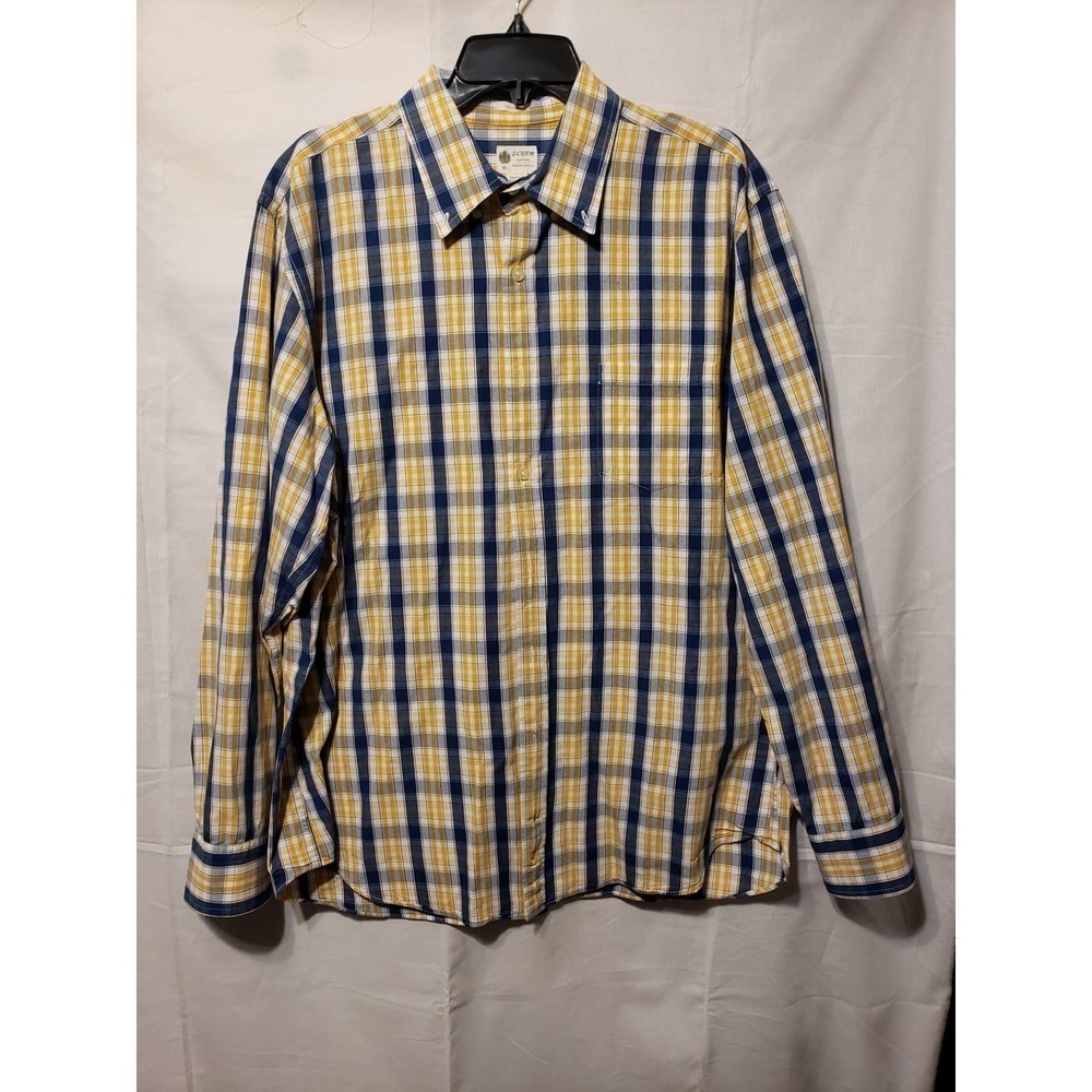 J.Crew XL tailored fit yellow/white/blue cotton shirt